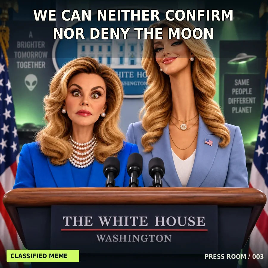 Fictional alien press briefing reaction meme